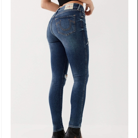 True Religion 203565 Womens Jennie Curvy Skinny Jeans (Destroy Medium)- size 31 - Picture 2 of 7